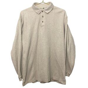 Fieldmaster Mens Shirt Medium Beige Long-Sleeve Collared 67% Polyester 33% Cotto